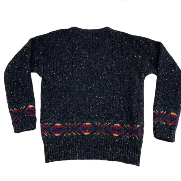 Woolrich sweater vintage hand knit wool black flecked men’s size M - Picture 3 of 6
